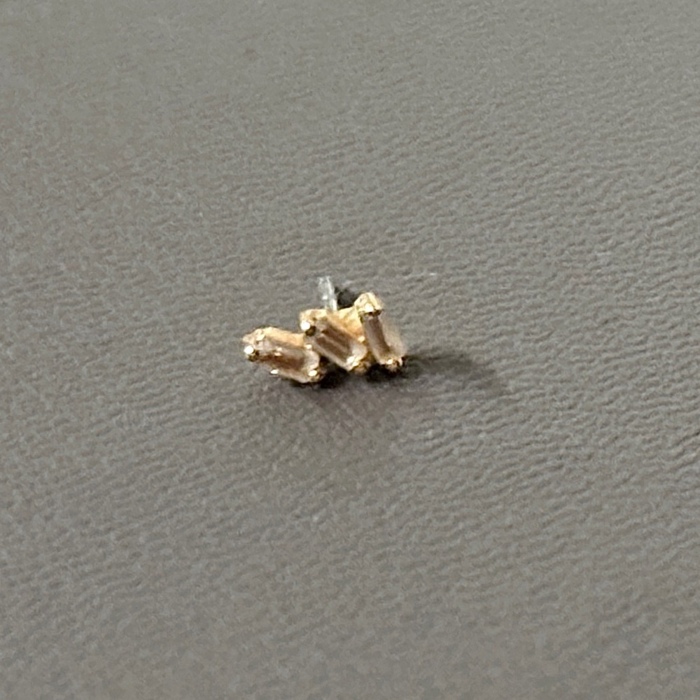 Buddha Jewelry Staxx Threadless End with White Topaz, 14k Yellow Gold